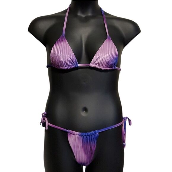 VELOUR Purple Ombre String Bikini Swimsuit Swim Small - Picture 1 of 8